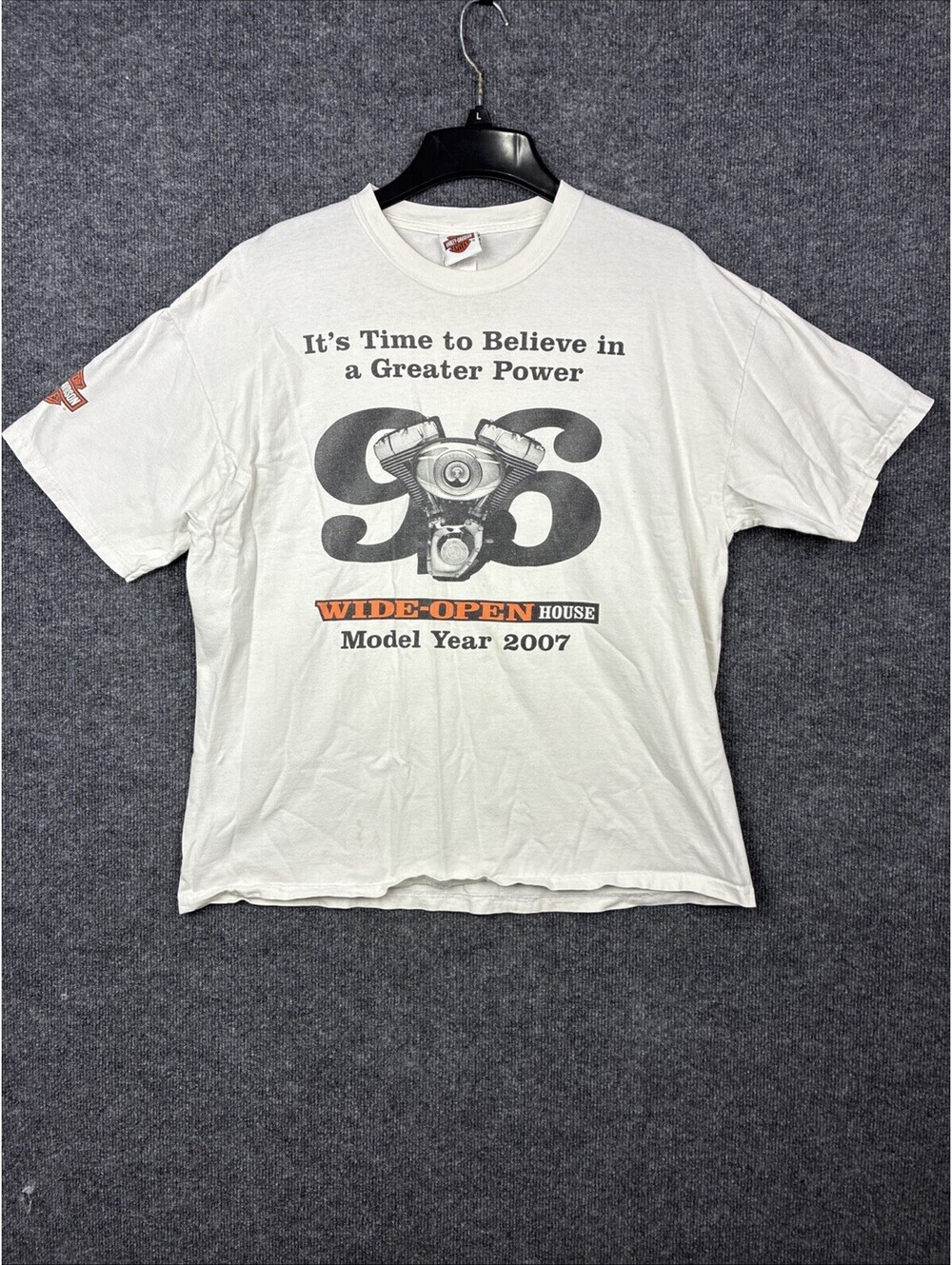 Harley Davidson Mens Size XL White Motorcycle Wide Open House 2007 Shirt